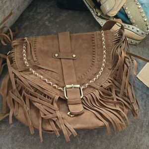 Brown Fringe Crossbody Bag